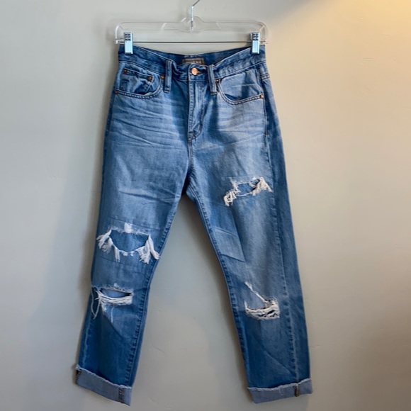 Point Sur by JCrew High rise Distressed Straight Leg Crop Denim - Picture 2 of 6